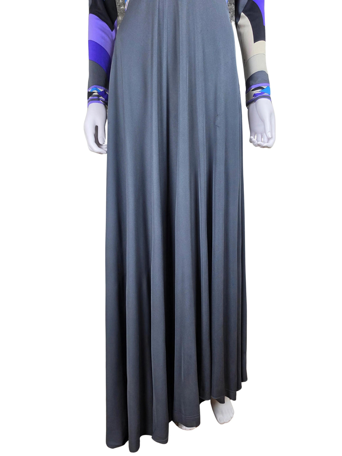 Emilio Pucci Abito Lungo Vintage in Seta Stampa Geometrica d'Archivio - Pally Vintage Closet