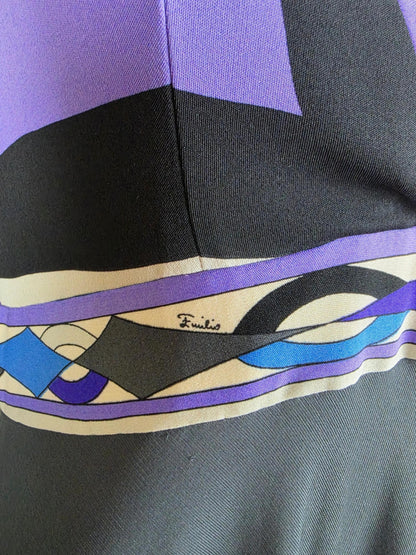 Emilio Pucci Abito Lungo Vintage in Seta Stampa Geometrica d'Archivio - Pally Vintage Closet