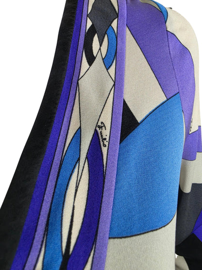 Emilio Pucci Abito Lungo Vintage in Seta Stampa Geometrica d'Archivio - Pally Vintage Closet