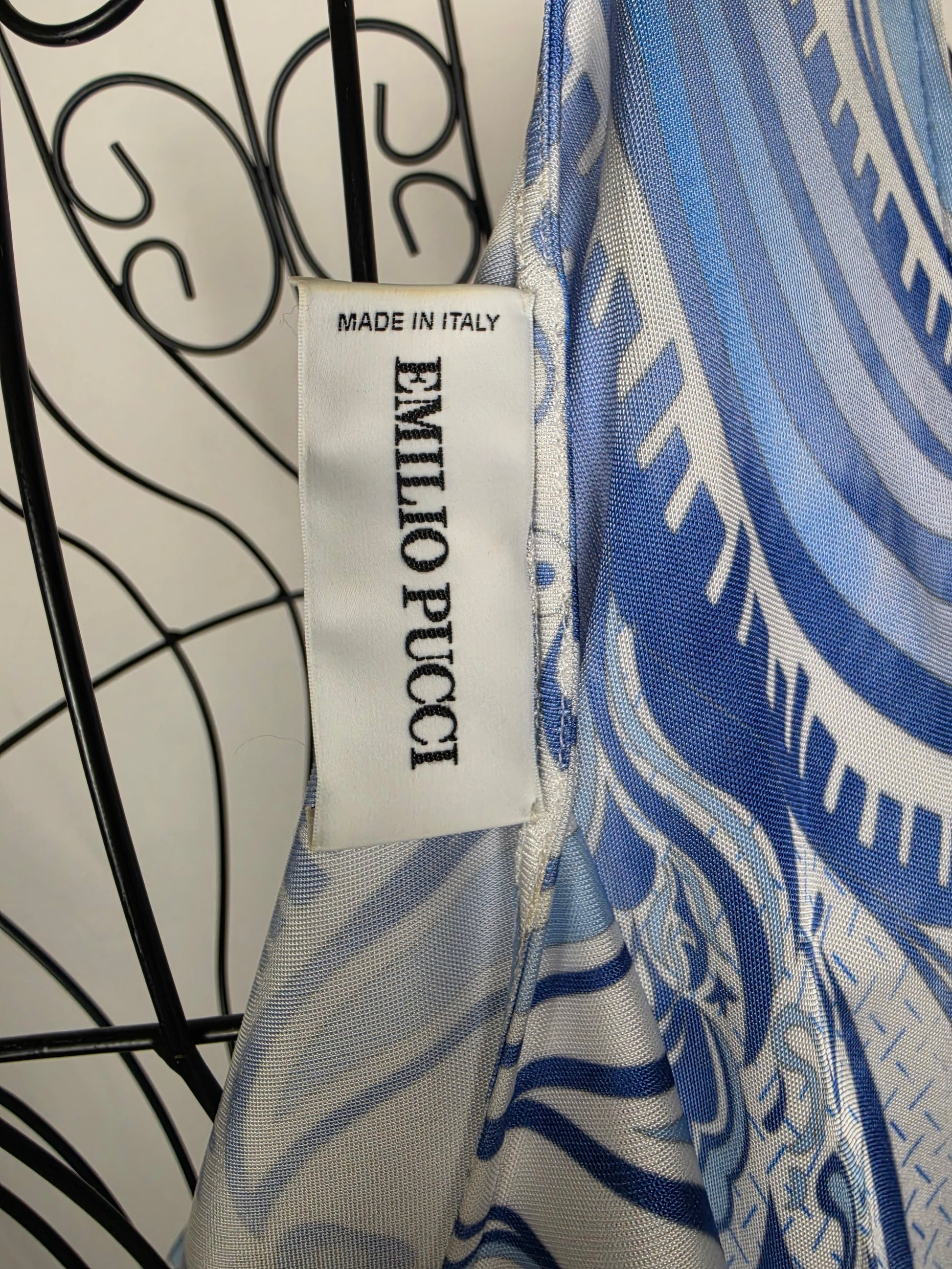 Emilio Pucci Abito Vintage Drappeggiato Blue e Bianco - Pally Vintage Closet