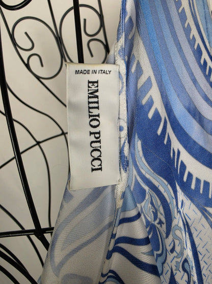 Emilio Pucci Abito Vintage Drappeggiato Blue e Bianco - Pally Vintage Closet