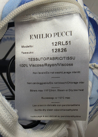 Emilio Pucci Abito Vintage Drappeggiato Blue e Bianco - Pally Vintage Closet