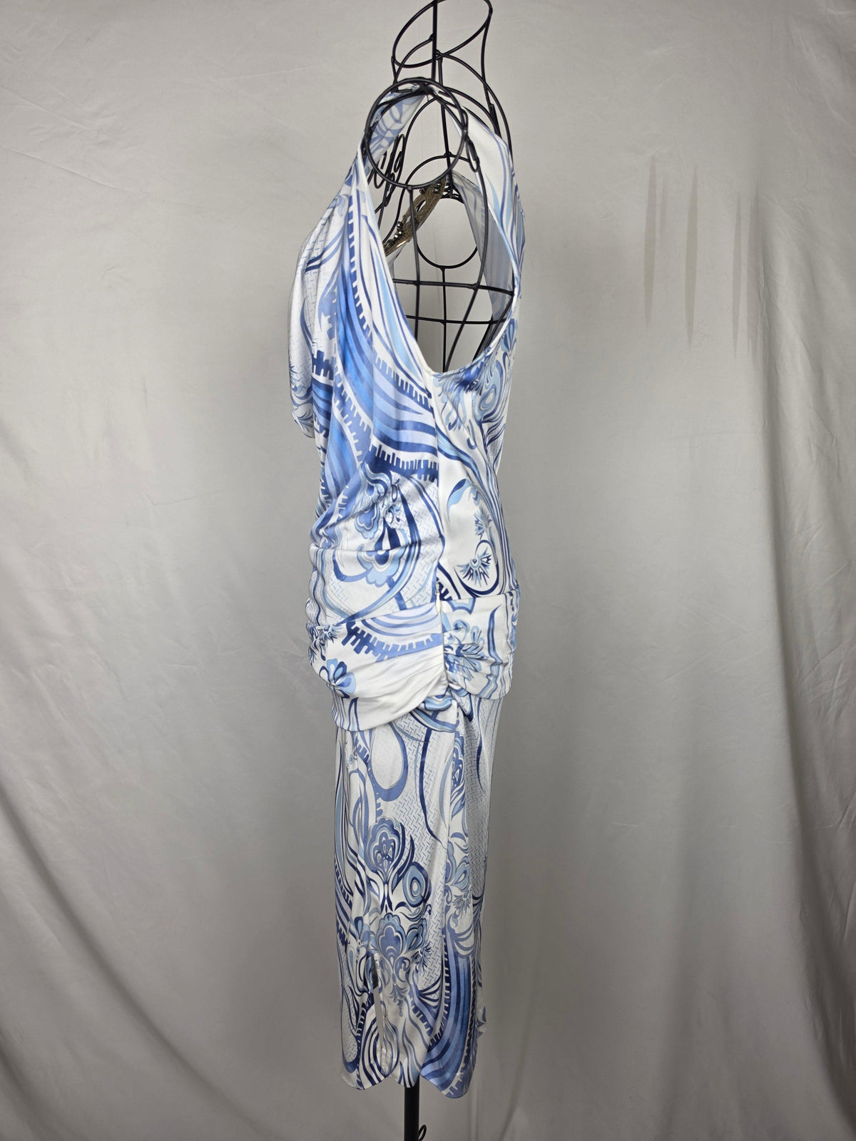 Emilio Pucci Abito Vintage Drappeggiato Blue e Bianco - Pally Vintage Closet