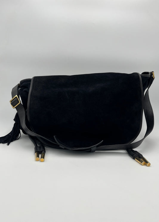 Emilio Pucci Borsa da Viaggio in Suede Blu Navy