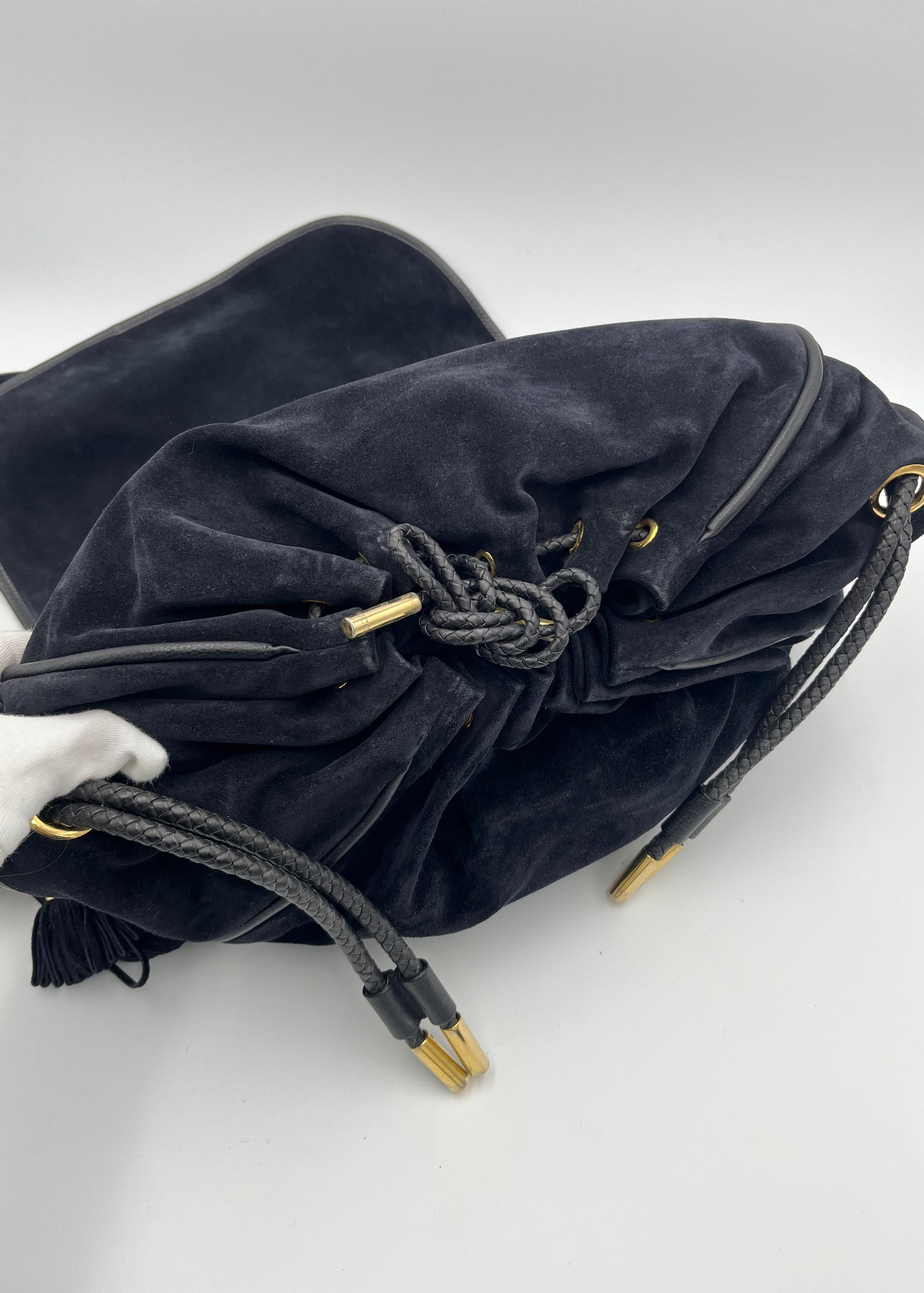 Emilio Pucci Borsa da Viaggio in Suede Blu Navy