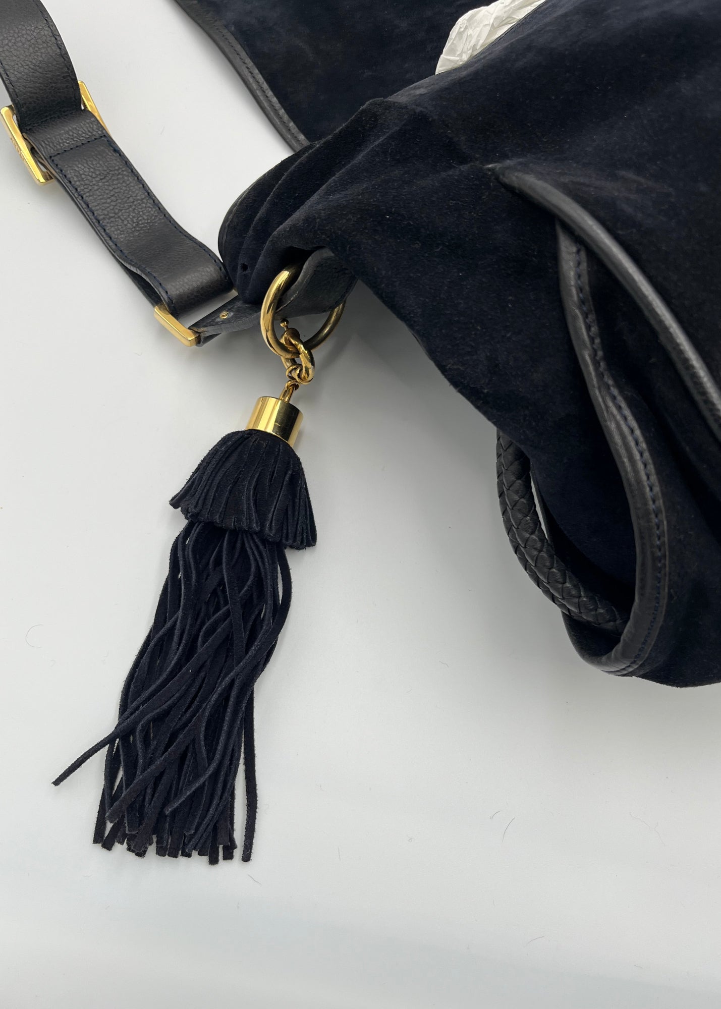 Emilio Pucci Borsa da Viaggio in Suede Blu Navy