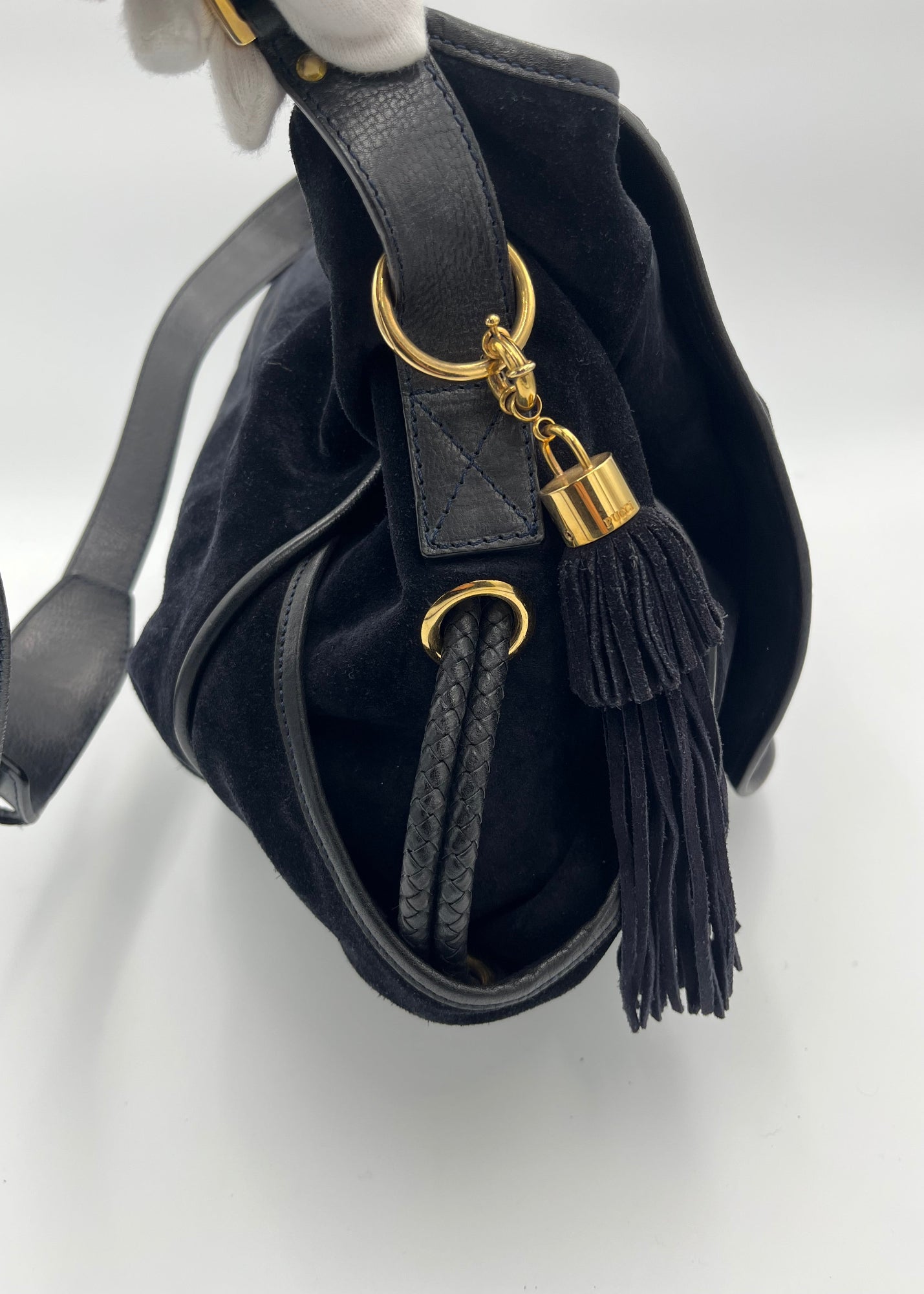 Emilio Pucci Borsa da Viaggio in Suede Blu Navy