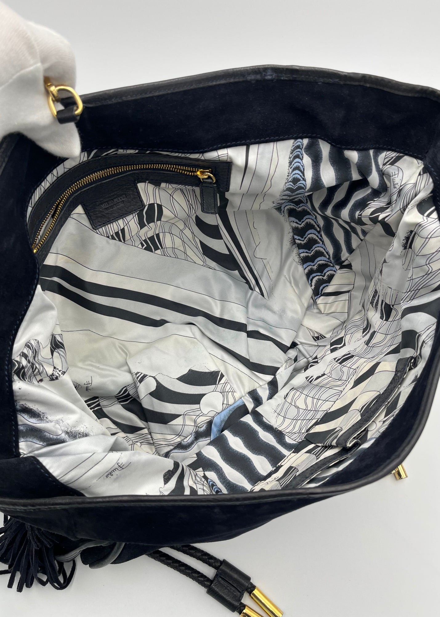 Emilio Pucci Borsa da Viaggio in Suede Blu Navy