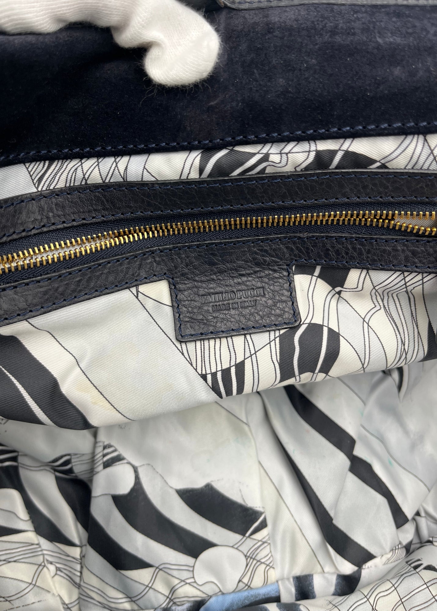 Emilio Pucci Borsa da Viaggio in Suede Blu Navy