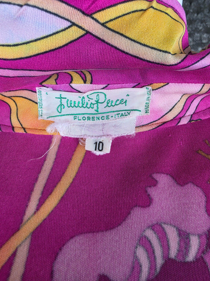 Emilio Pucci Camicia Vintage in Jersey di Seta Pura Fucsia - Pally Vintage Closet