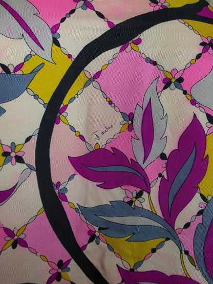 Emilio Pucci Camicia Vintage in Twill di Seta con Pattern Asimmetrico Rosa - Pally Vintage Closet