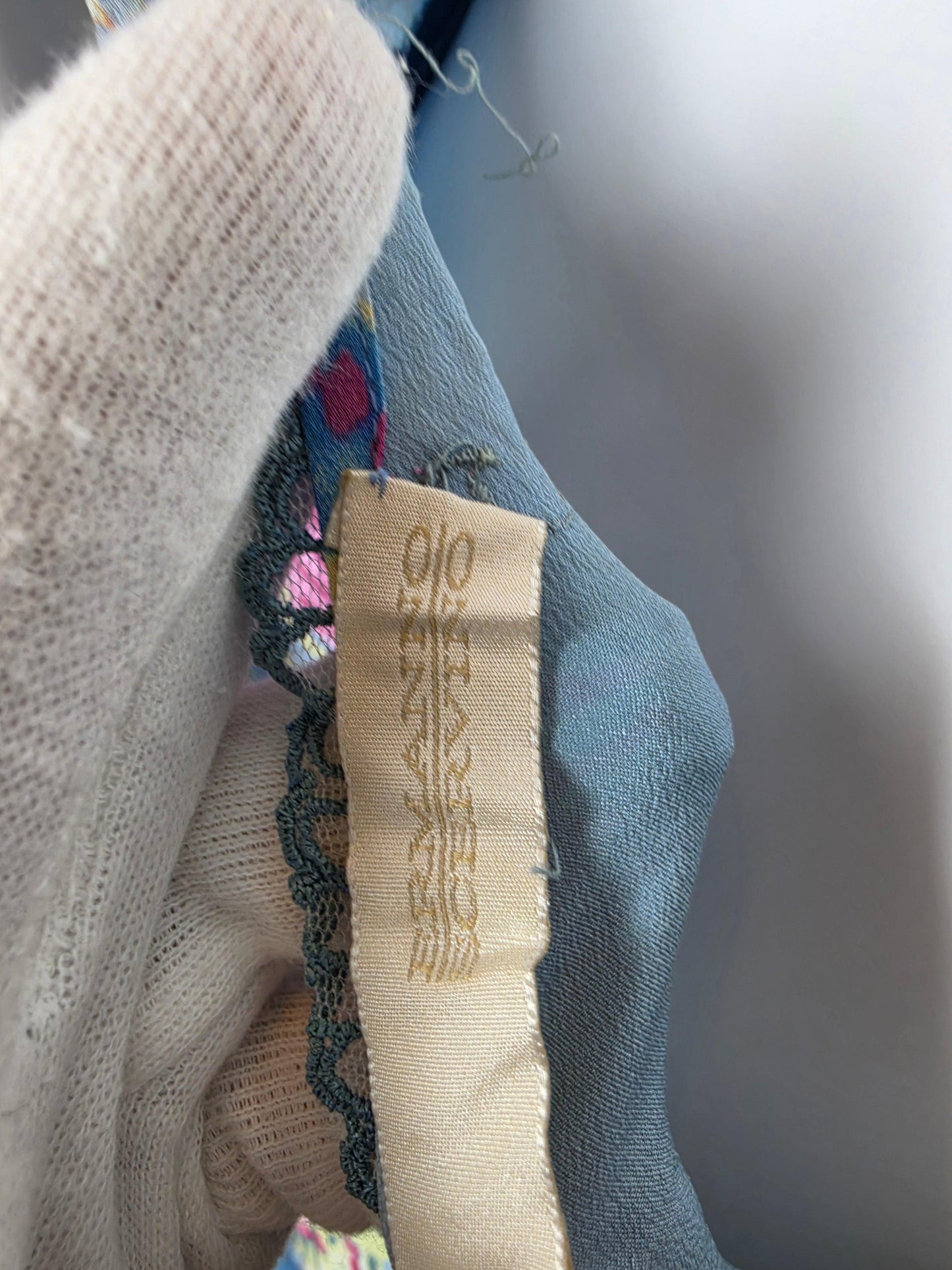Ermanno Scervino Abito Midi Vintage Anni 2000 Floreale in Seta Celeste - Pally Vintage Closet