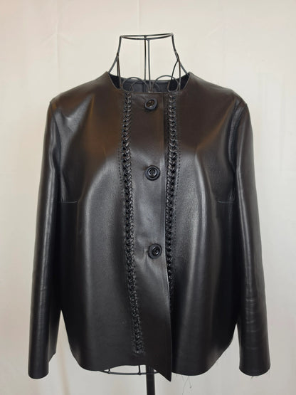 Ermanno-Scervino-Giacca-in-Pelle-con-Dettagli-Intrecciati-Nero-70263534485828 - Pally Vintage Closet