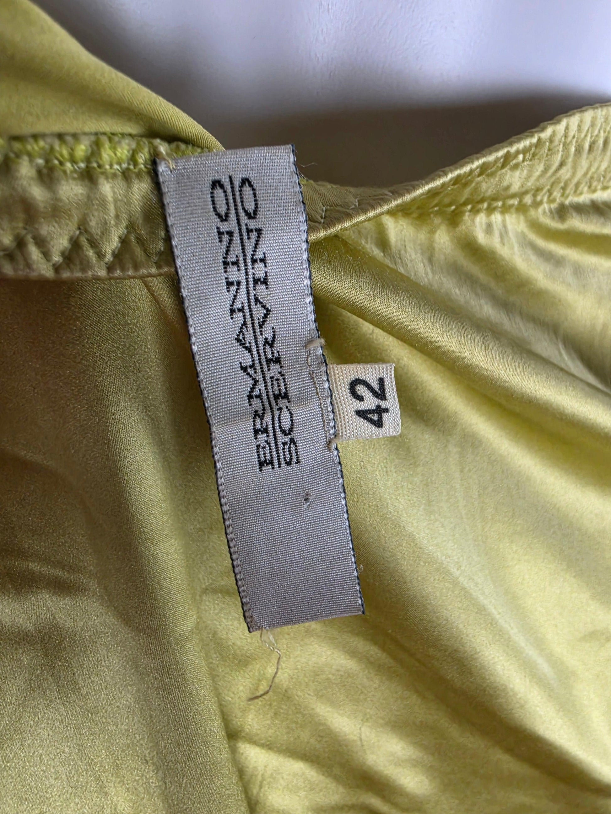 Ermanno Scervino Gonna Vintage in Seta con Ricami e Piume Verde Lime - Pally Vintage Closet