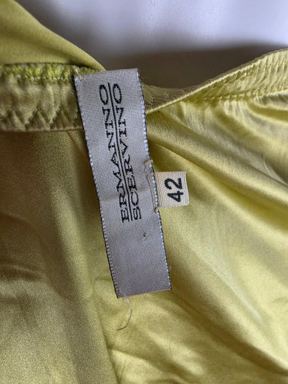 Ermanno Scervino Gonna Vintage in Seta con Ricami e Piume Verde Lime - Pally Vintage Closet