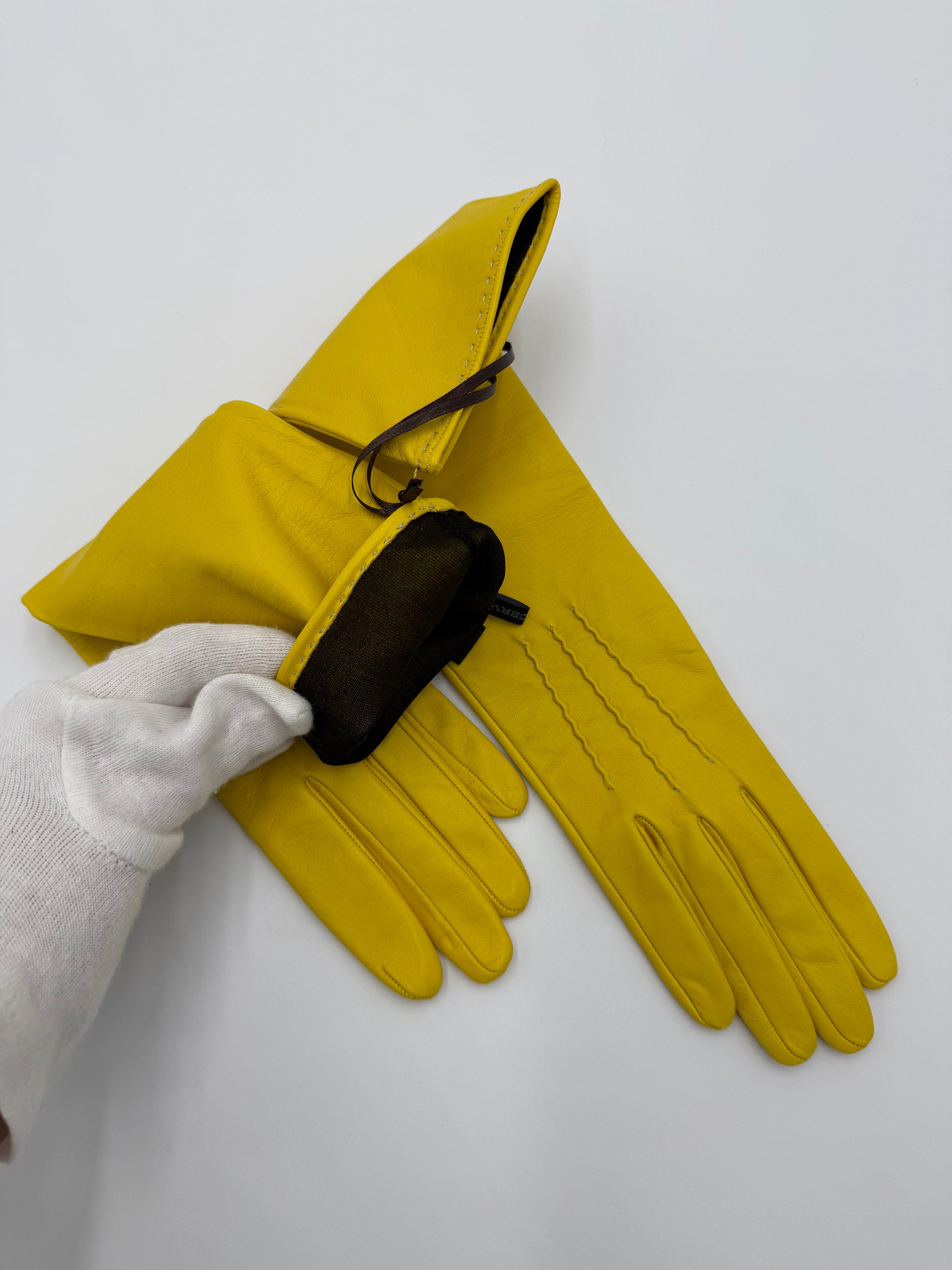 Ermanno Scervino Guanti Lunghi in Pelle Giallo Limone - Pally Vintage Closet