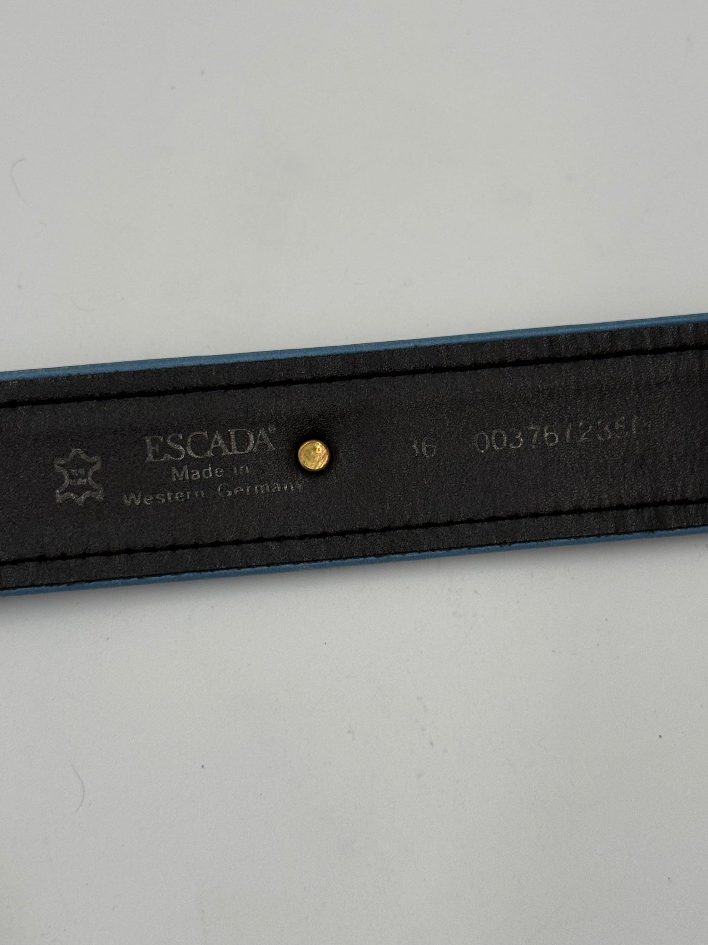 Escada Olive Green Leather Vintage Belt with Gold Medallions