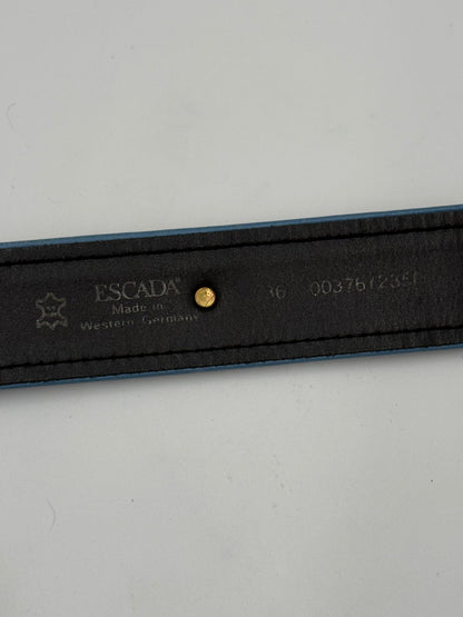 Escada Olive Green Leather Vintage Belt with Gold Medallions