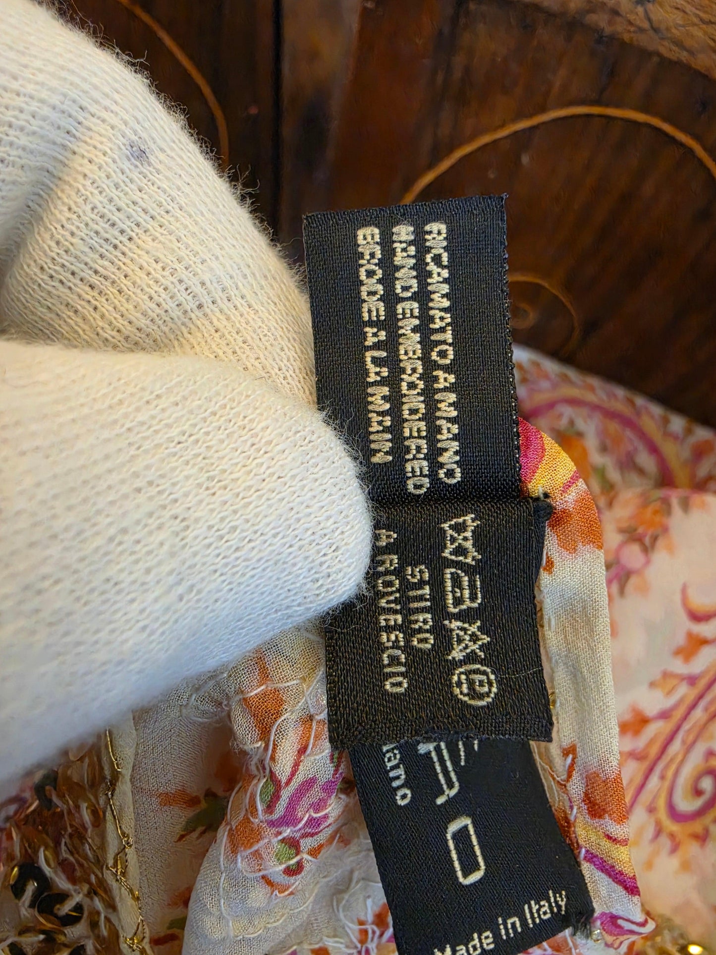 Etro Milano Kaftano Copricostume Seta con Ricami Rosa - Pally Vintage Closet