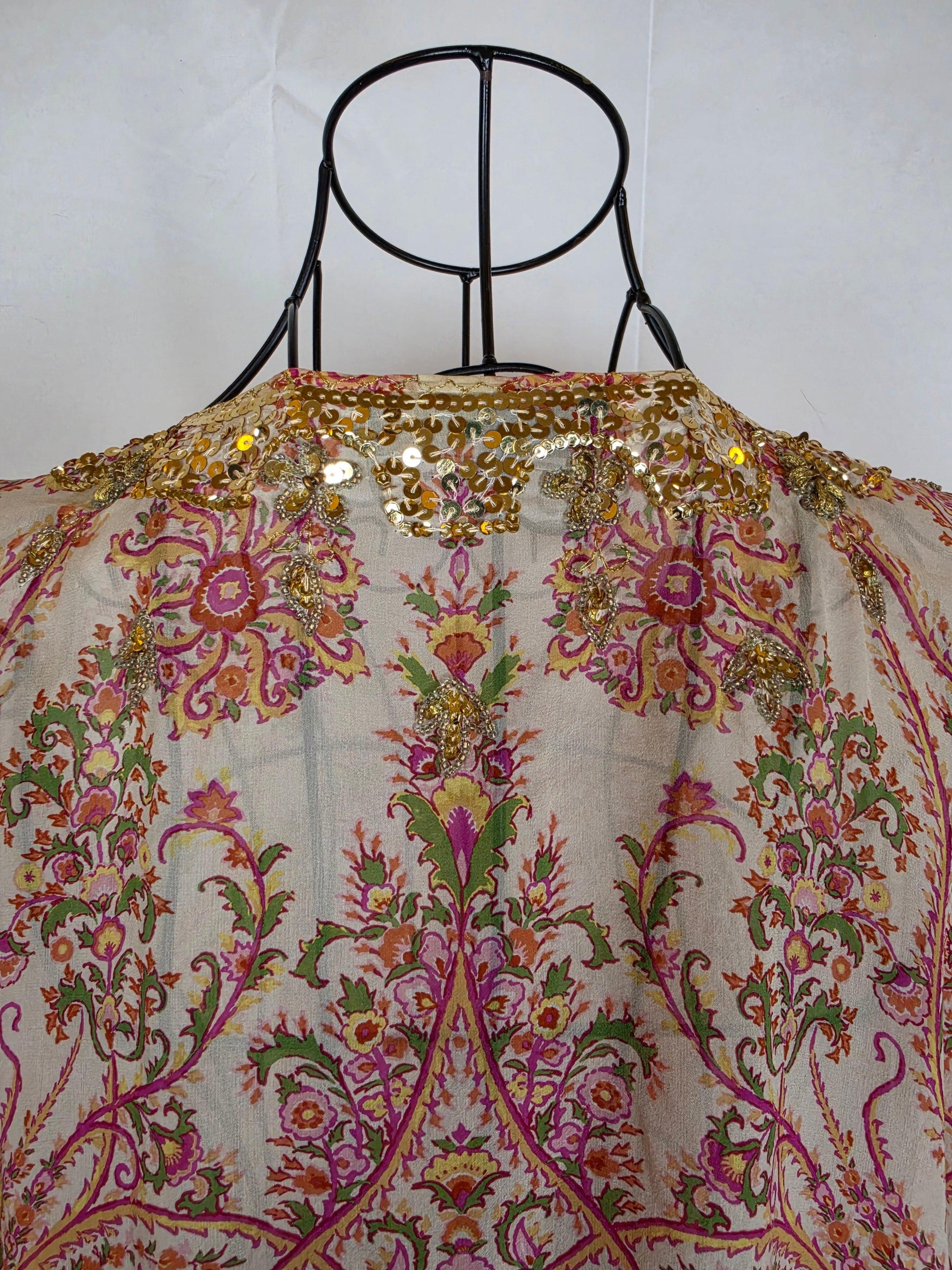 Etro Milano Kaftano Copricostume Seta con Ricami Rosa - Pally Vintage Closet