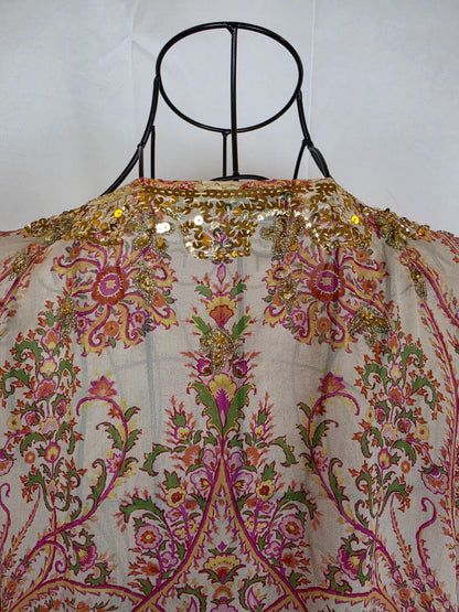 Etro Milano Kaftano Copricostume Seta con Ricami Rosa - Pally Vintage Closet
