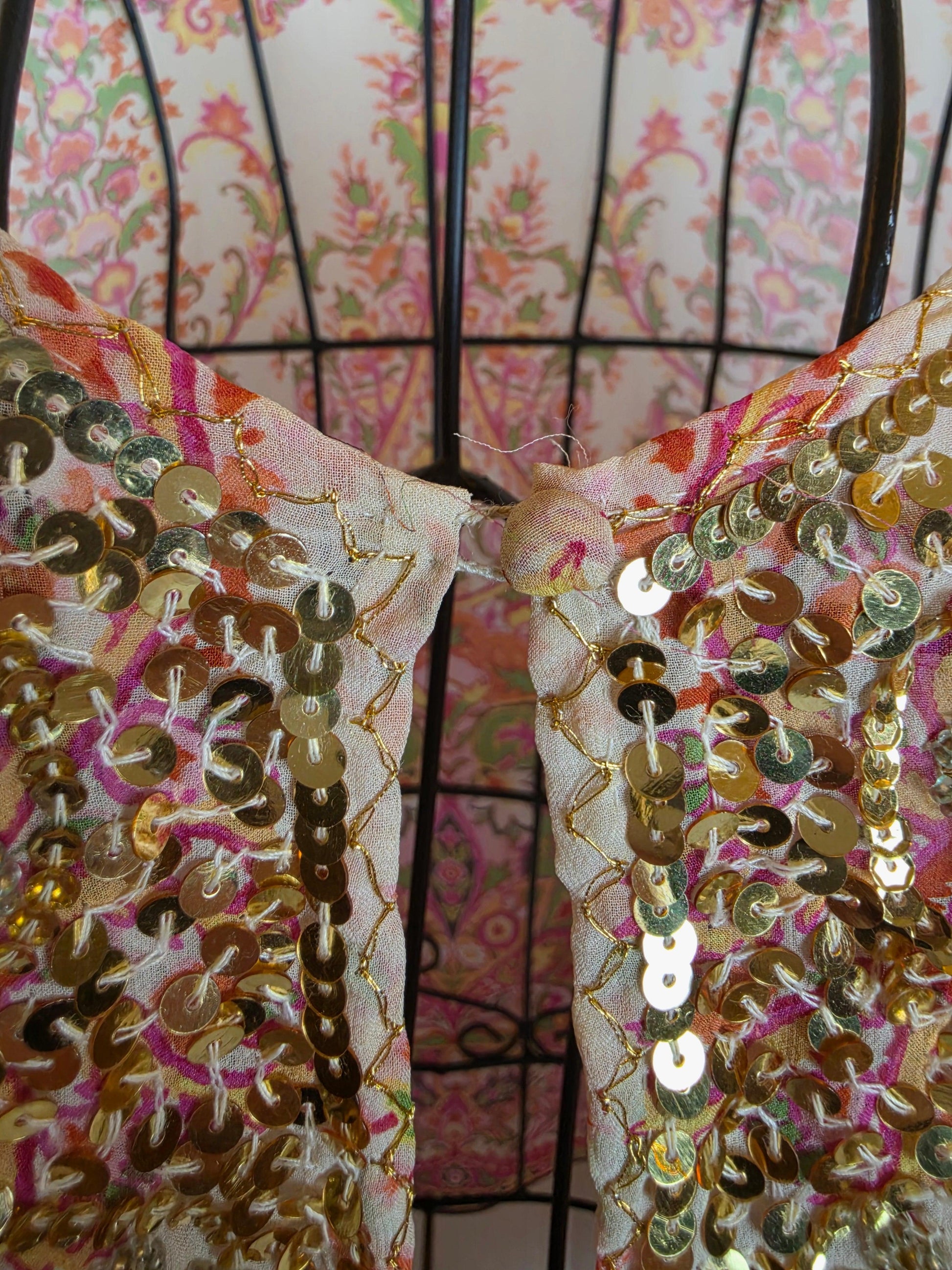 Etro Milano Kaftano Copricostume Seta con Ricami Rosa - Pally Vintage Closet