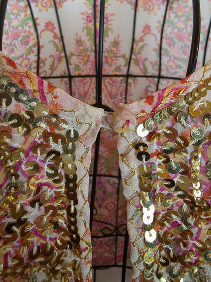 Etro Milano Kaftano Copricostume Seta con Ricami Rosa - Pally Vintage Closet