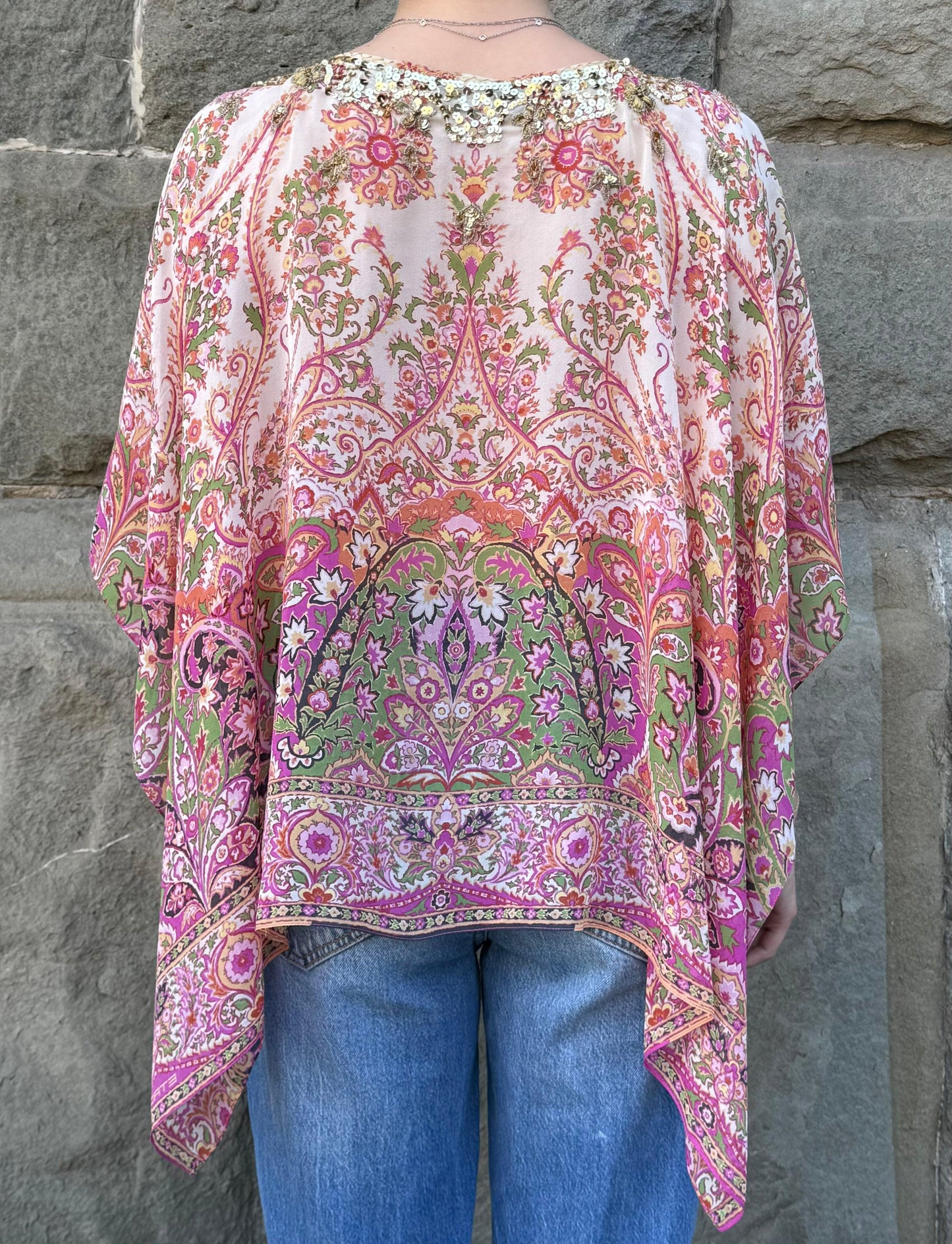 Etro-Milano-Kaftano-Copricostume-Seta-con-Ricami-Rosa-70587699659076 - Pally Vintage Closet