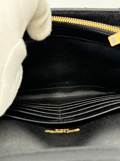 Saint Laurent Borsa a Tracolla Cassandre in Pelle Grain de Poudre con Hardware Dorato Nera