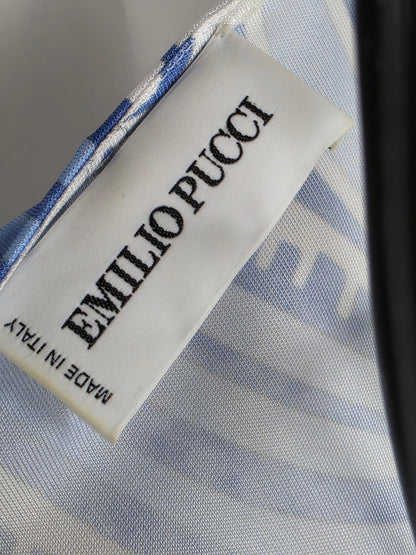 Emilio Pucci Abito Vintage Drappeggiato Blue e Bianco