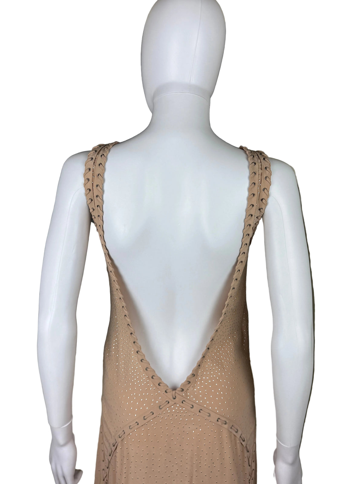 Salvatore Ferragamo Abito da Sera Resort 2013 in Seta con Micro-Borchie Nude