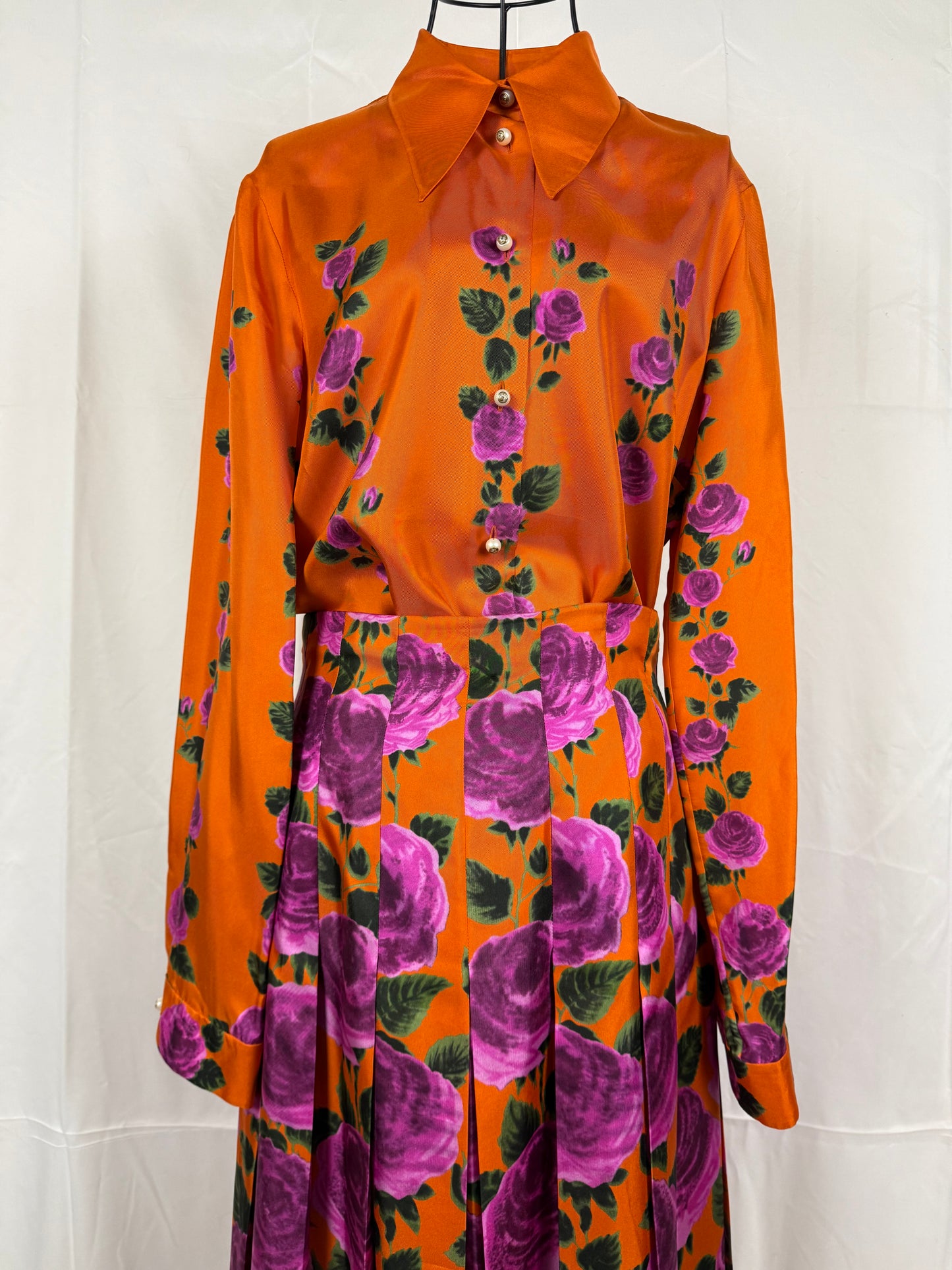 Gucci Completo Gonna e Blusa Stampa Floreale Arancione - Pally Vintage Closet