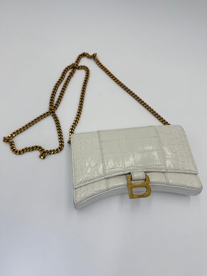 Balenciaga Borsa Hourglass Wallet on Chain Monogramma BB Bianca Panna