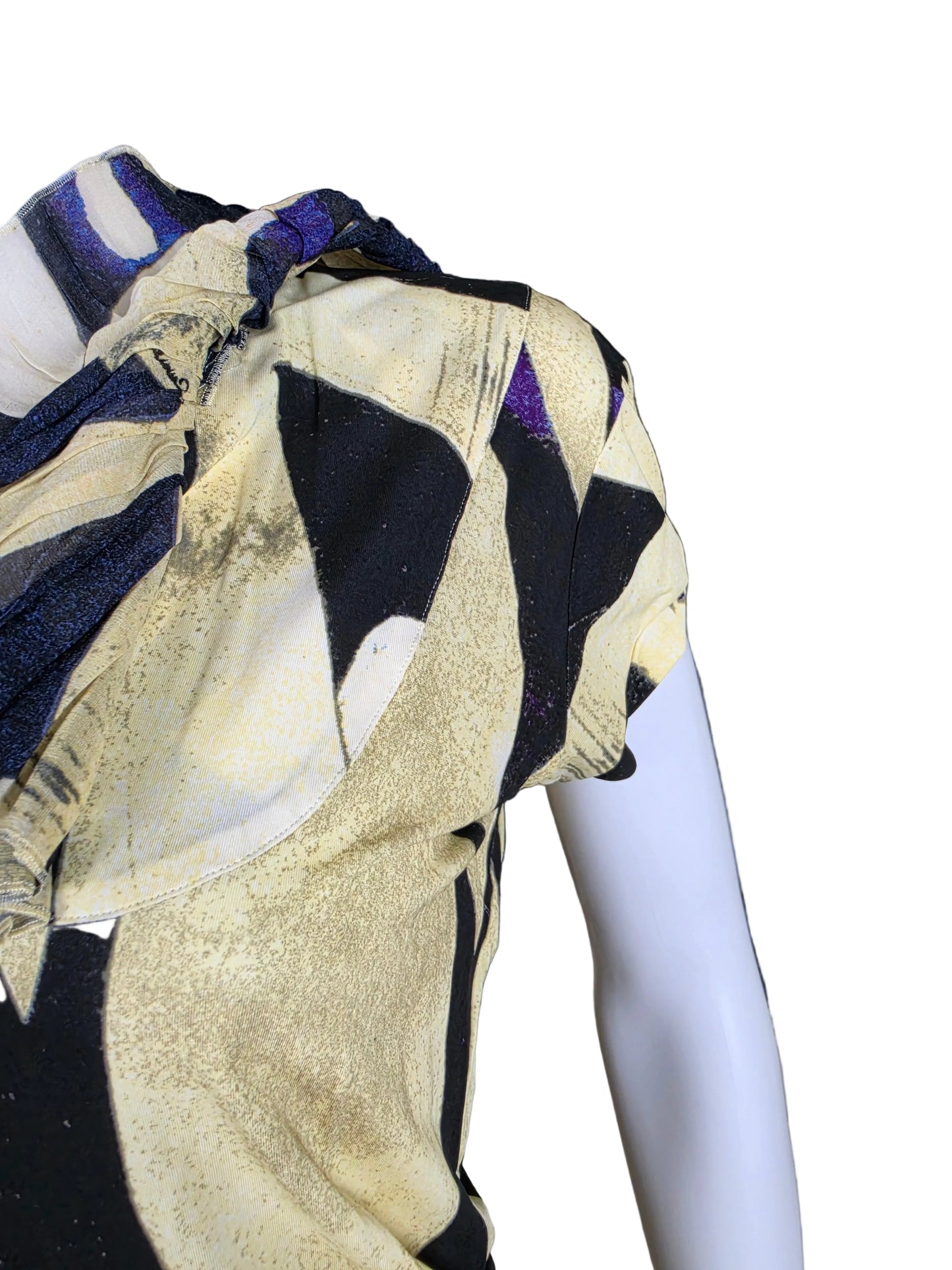 Roberto Cavalli Camicetta Vintage a Stampa Grafica e Scollo Plissé