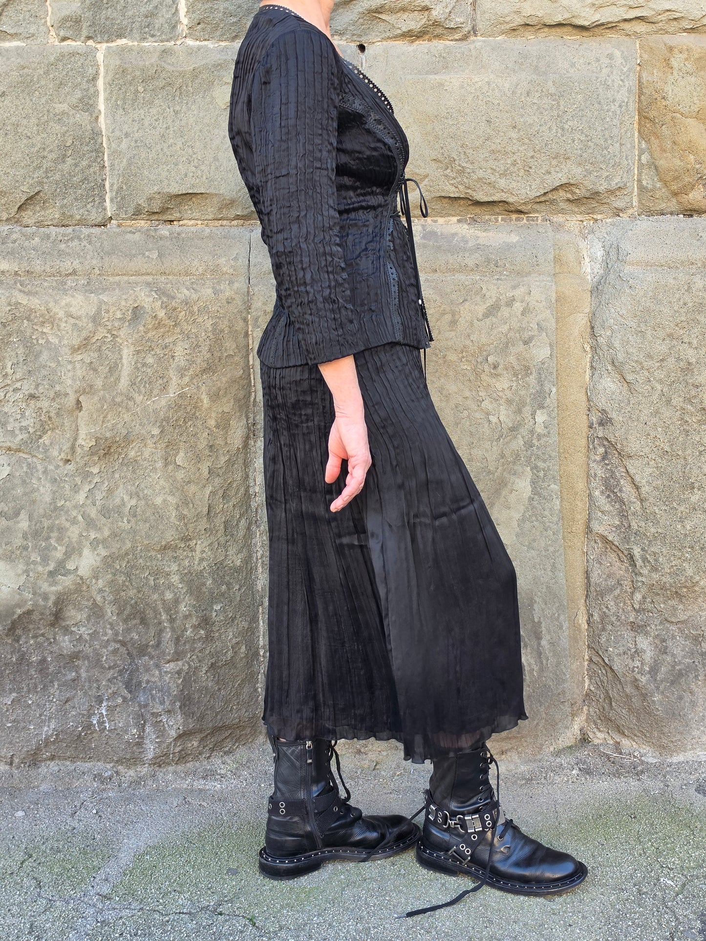 Roberto Cavalli Class Completo Blusa con Stringhe e Gonna Lunga Nero - Pally Vintage Closet