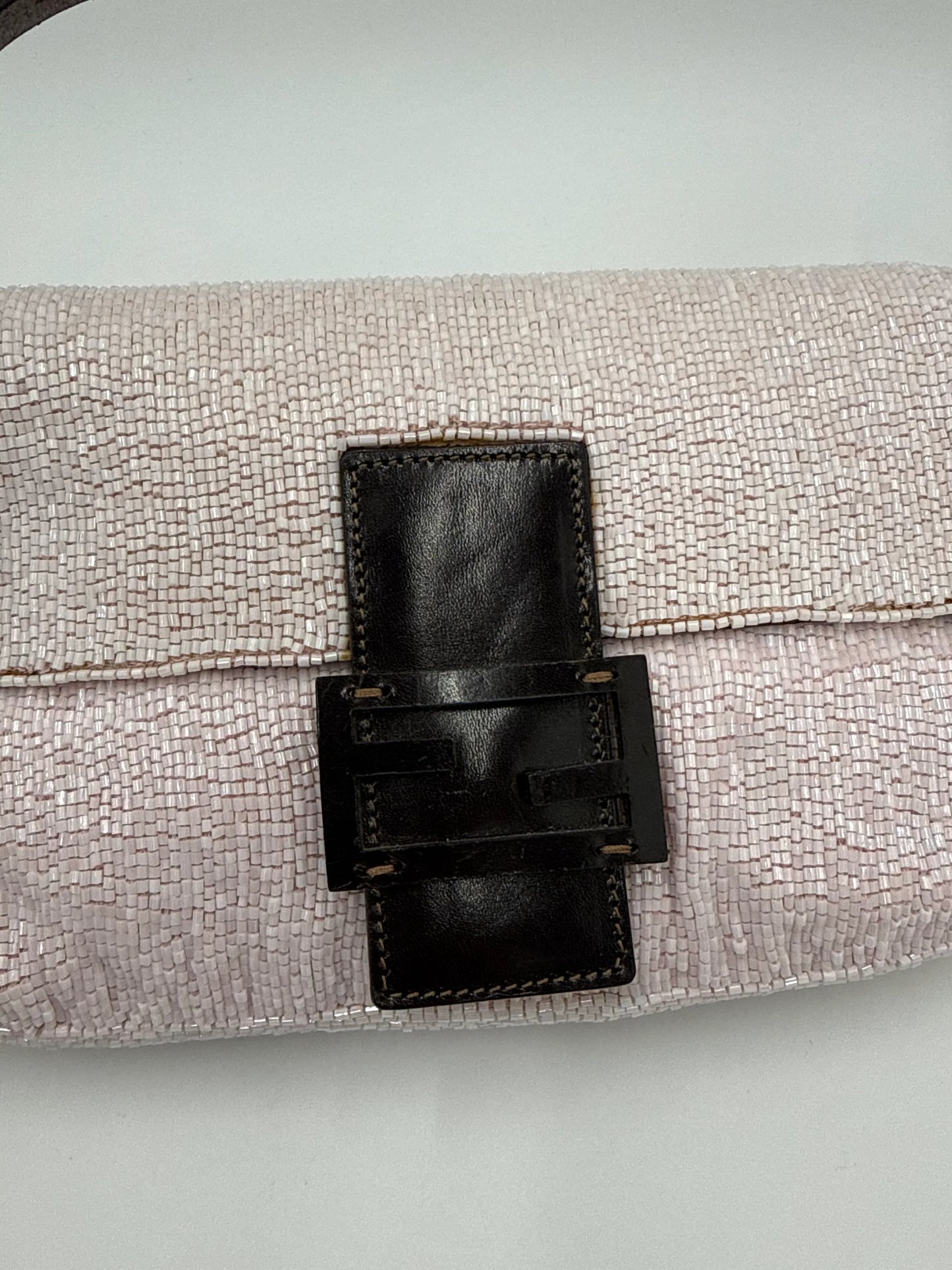 Fendi-Borsa-Baguette-Vintage-Beaded-Rosa-Cipria-e-Pelle-Dark-Brown-70377497297220 - Pally Vintage Closet