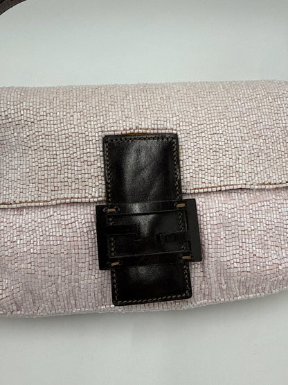 Fendi-Borsa-Baguette-Vintage-Beaded-Rosa-Cipria-e-Pelle-Dark-Brown-70377497297220 - Pally Vintage Closet