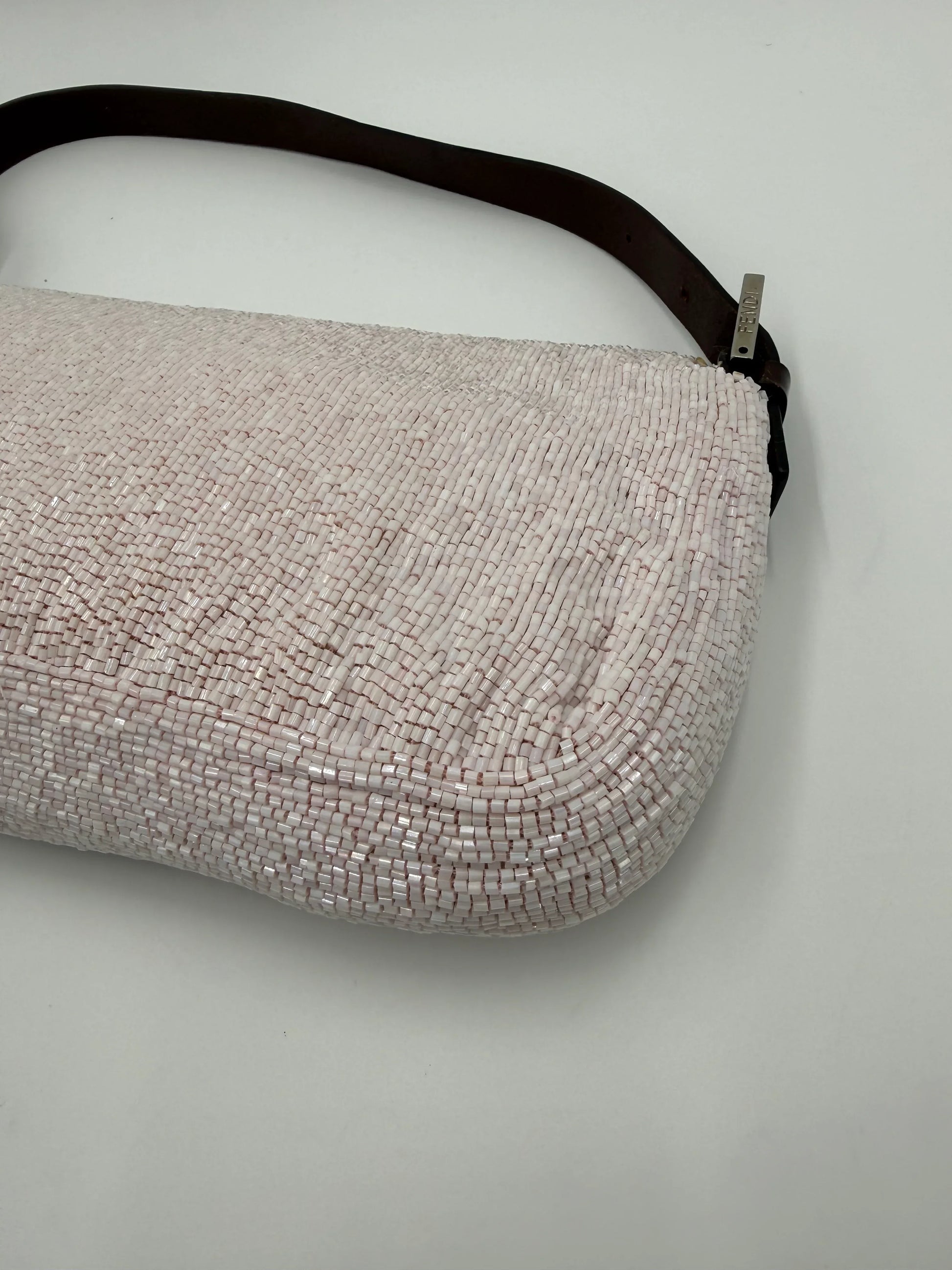Fendi-Borsa-Baguette-Vintage-Beaded-Rosa-Cipria-e-Pelle-Dark-Brown-70377497395524 - Pally Vintage Closet