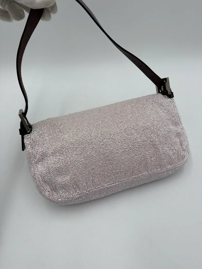 Fendi-Borsa-Baguette-Vintage-Beaded-Rosa-Cipria-e-Pelle-Dark-Brown-70377497428292 - Pally Vintage Closet