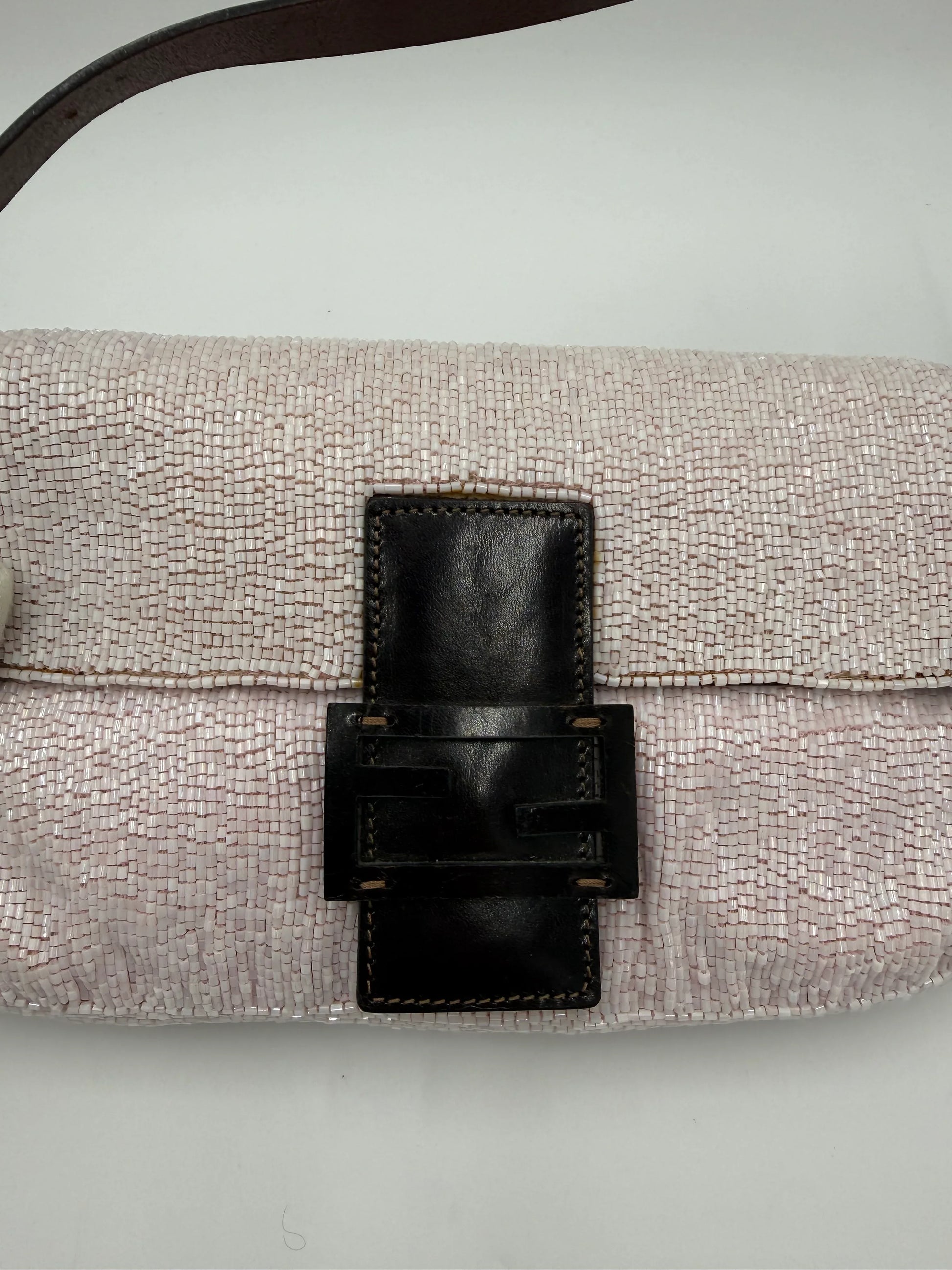 Fendi-Borsa-Baguette-Vintage-Beaded-Rosa-Cipria-e-Pelle-Dark-Brown-70377497493828 - Pally Vintage Closet