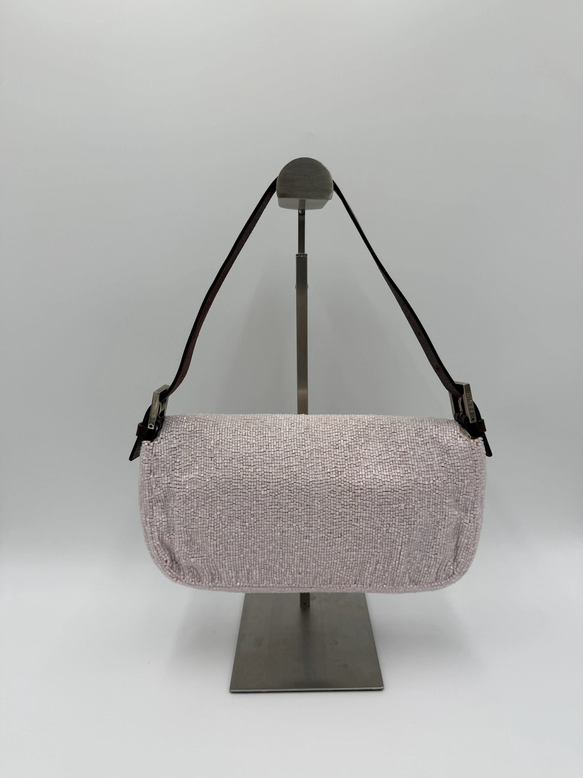 Fendi-Borsa-Baguette-Vintage-Beaded-Rosa-Cipria-e-Pelle-Dark-Brown-70377497592132 - Pally Vintage Closet