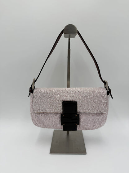 Fendi-Borsa-Baguette-Vintage-Beaded-Rosa-Cipria-e-Pelle-Dark-Brown-70377497624900 - Pally Vintage Closet