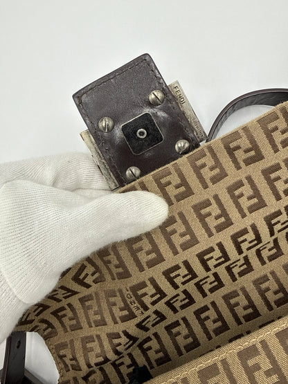 Fendi-Borsa-Baguette-Vintage-in-Tela-Zucchino-Marrone-70377477570884 - Pally Vintage Closet