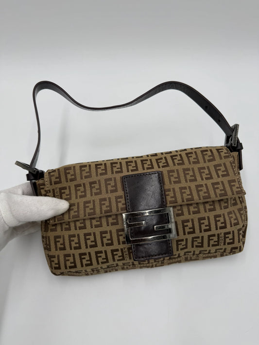 Fendi Borsa Baguette Vintage in Tela Zucchino Marrone - Pally Vintage Closet