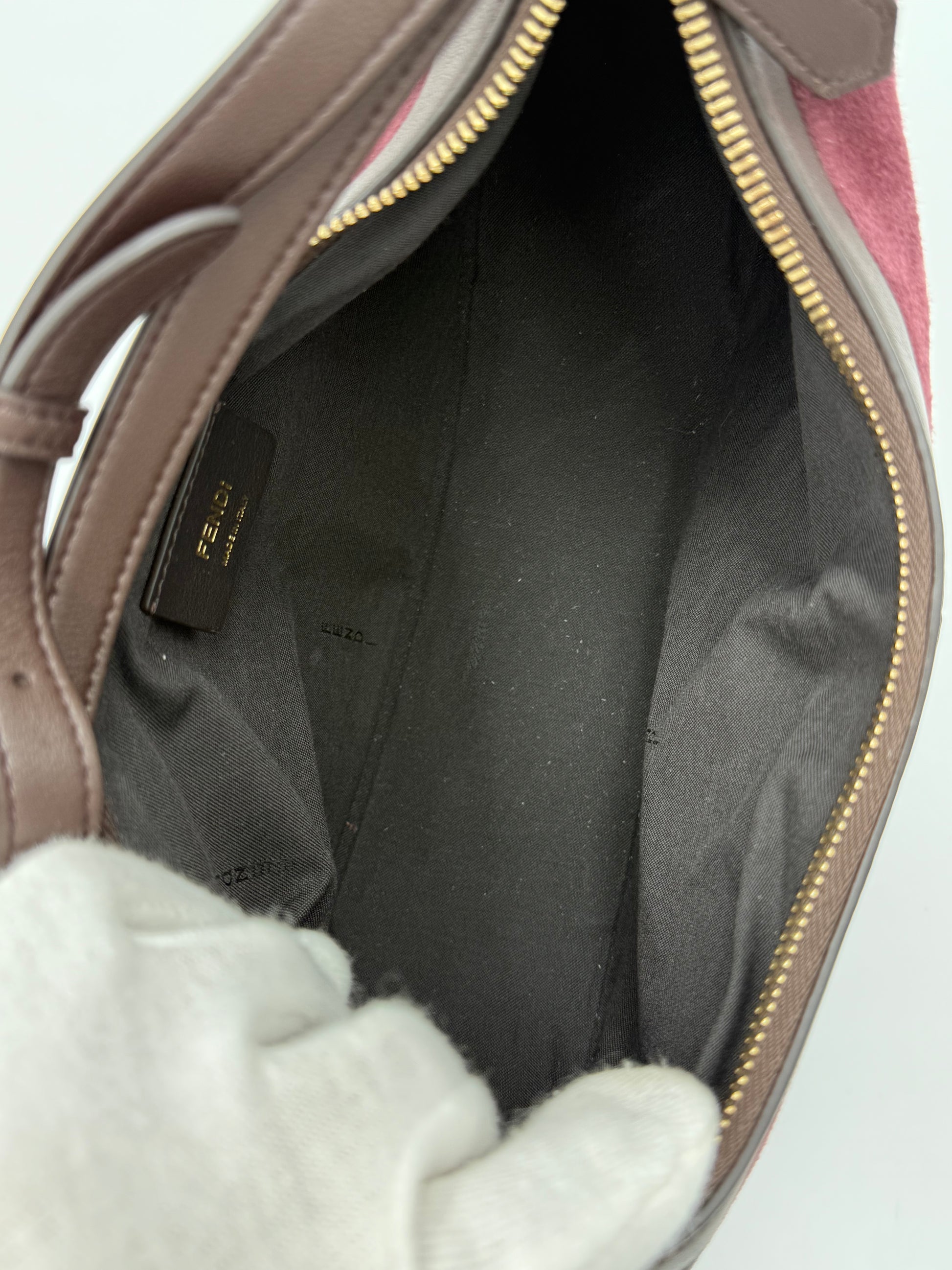 Fendi Borsa Fendigraphy Hobo in Pelle e Suede Borgogna - Pally Vintage Closet