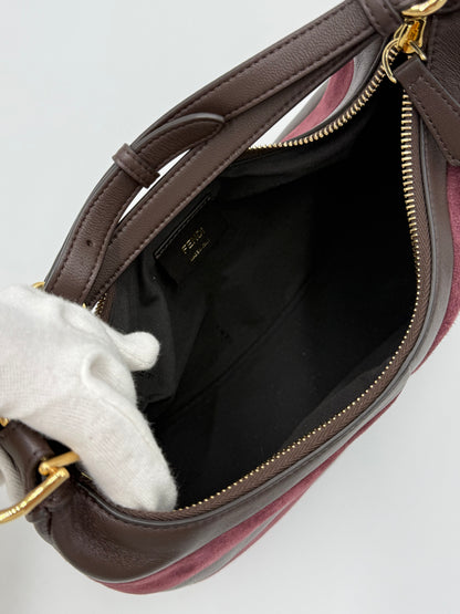 Fendi Borsa Fendigraphy Hobo in Pelle e Suede Borgogna - Pally Vintage Closet