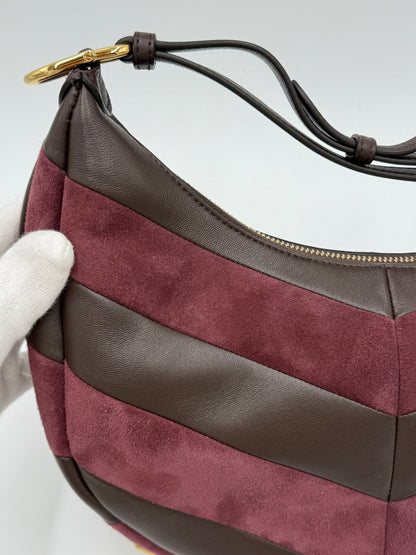 Fendi Borsa Fendigraphy Hobo in Pelle e Suede Borgogna - Pally Vintage Closet