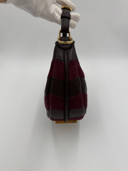 Fendi Borsa Fendigraphy Hobo in Pelle e Suede Borgogna - Pally Vintage Closet