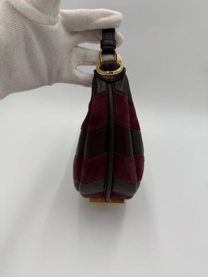 Fendi Borsa Fendigraphy Hobo in Pelle e Suede Borgogna - Pally Vintage Closet