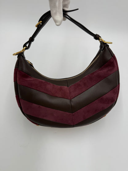Fendi Borsa Fendigraphy Hobo in Pelle e Suede Borgogna - Pally Vintage Closet